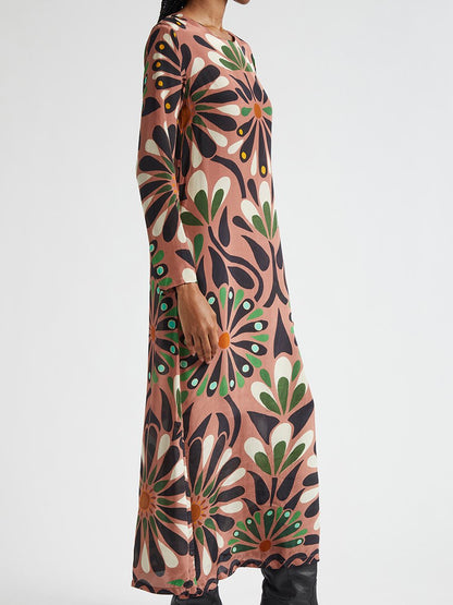 Retro Elegant Fashion Print Maxi Dress