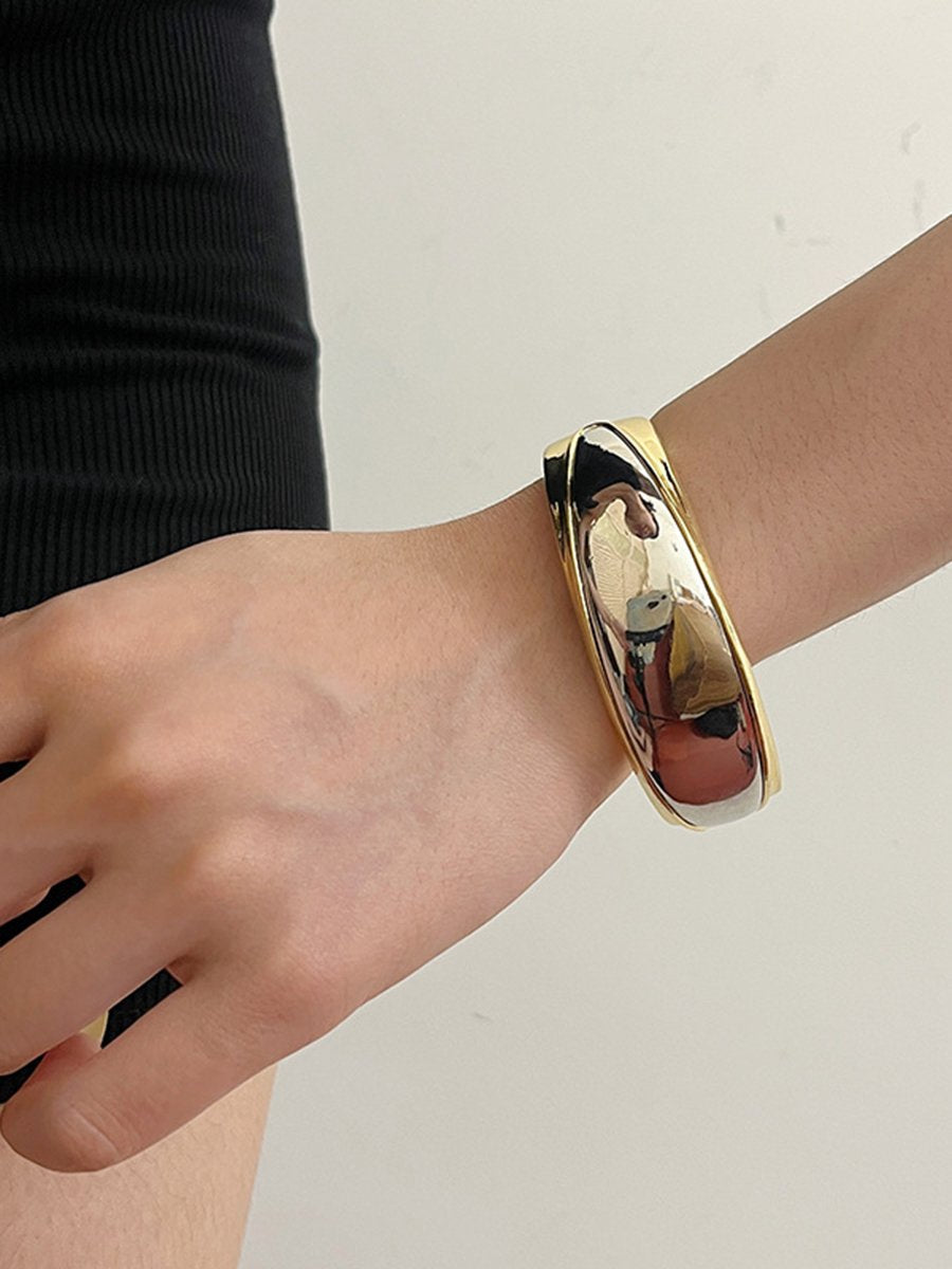 Simple Polished Arch Metal Cuff Bracelet