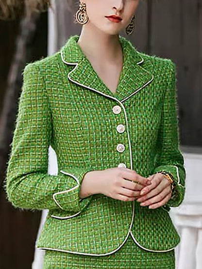 High Quality Vintage Green Tweed Chanel Style Set