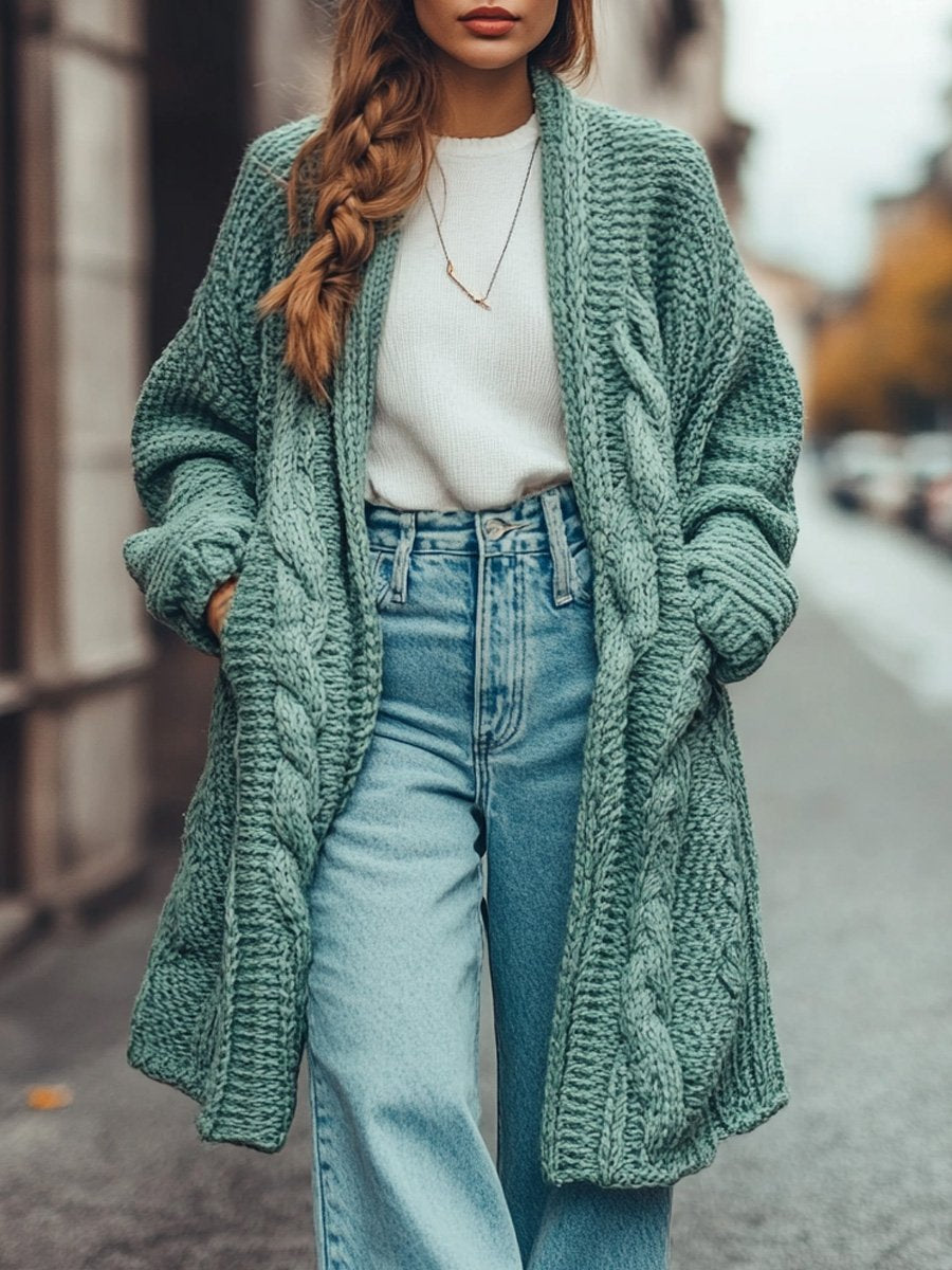 Casual Loose Pocket Long Knit Cardigan