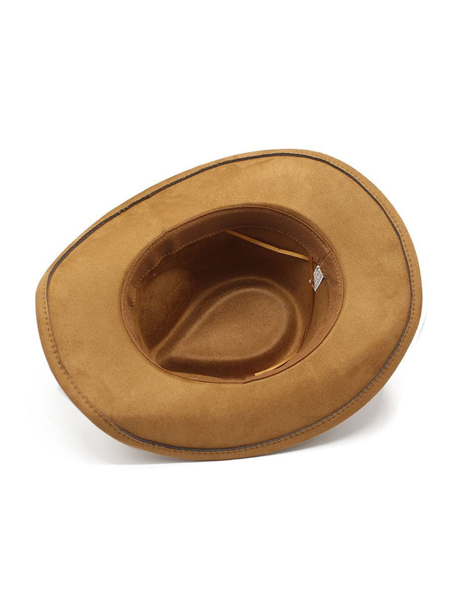 Suede Curled Brim Western Cowboy Hat