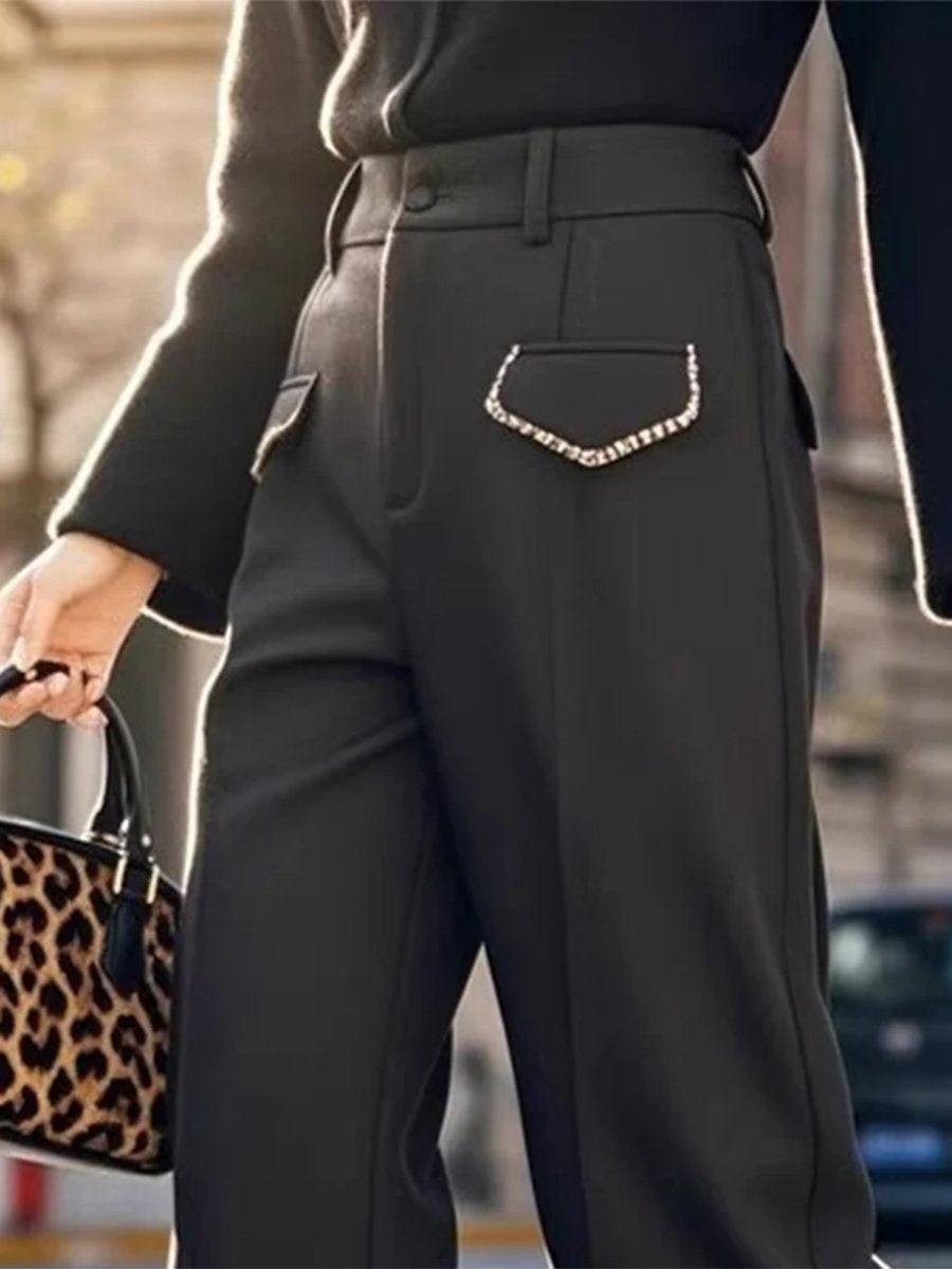 Fashionable Loose Color-Blocked Leopard Print Wide-Leg Pants