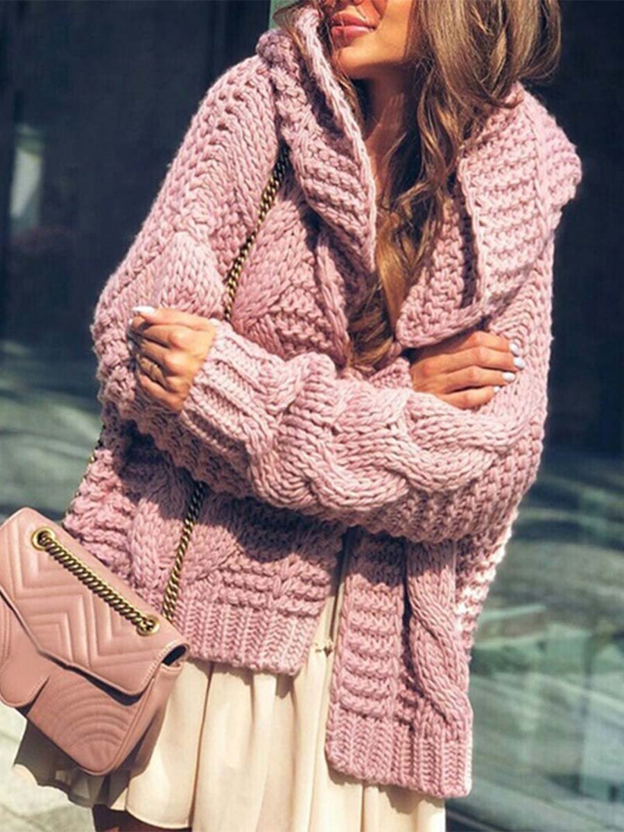 Retro Fashion Thick Knitted Loose Sweater Cardigan