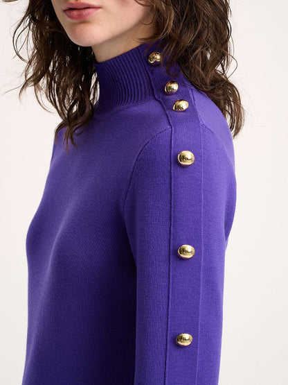 Retro And Fashionable Purple Knitted Straight Midi Dress