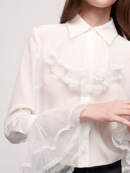 High-End And Fashionable French Lace Chiffon Shirt