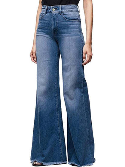 Casual Loose Retro High Waist Flared Wide Leg Jeans