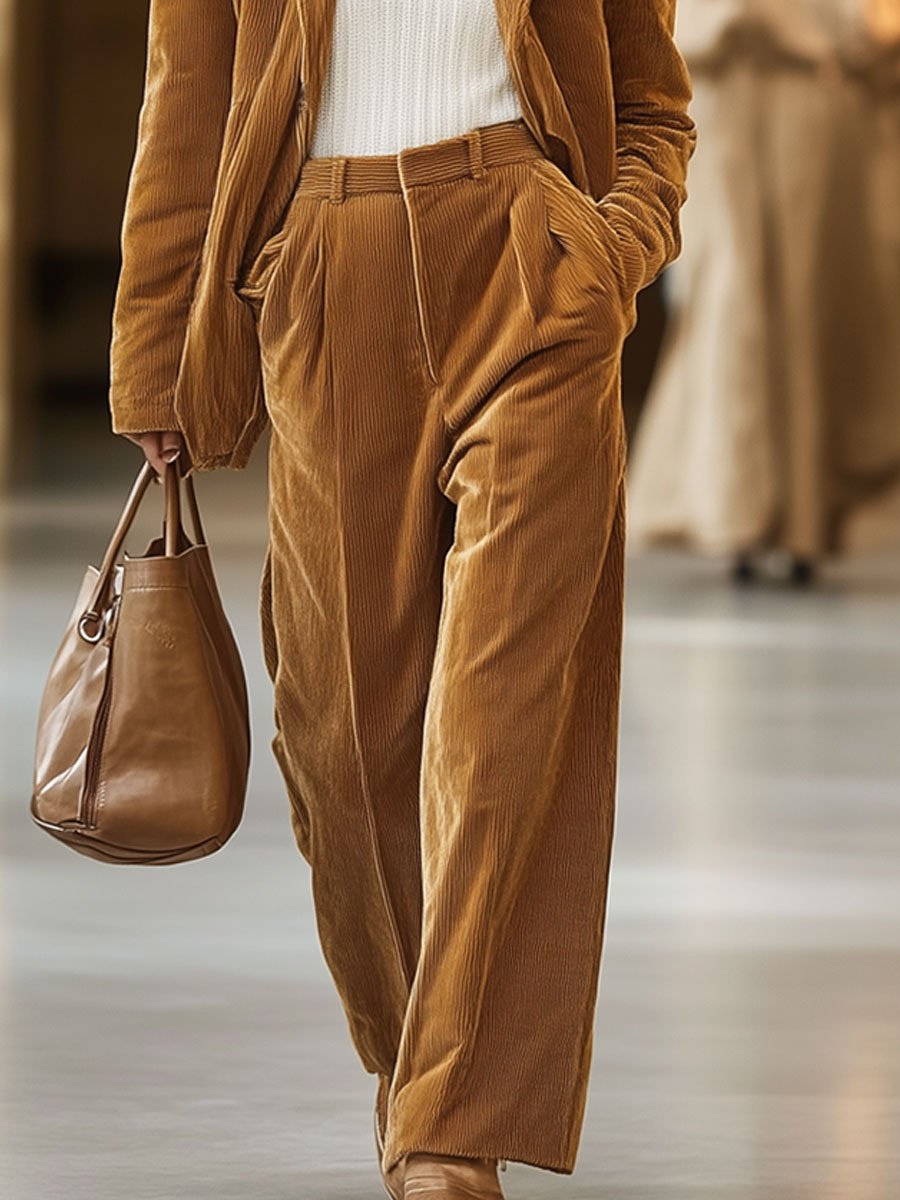 Casual Loose Vintage Corduroy Pocket Suit Pants