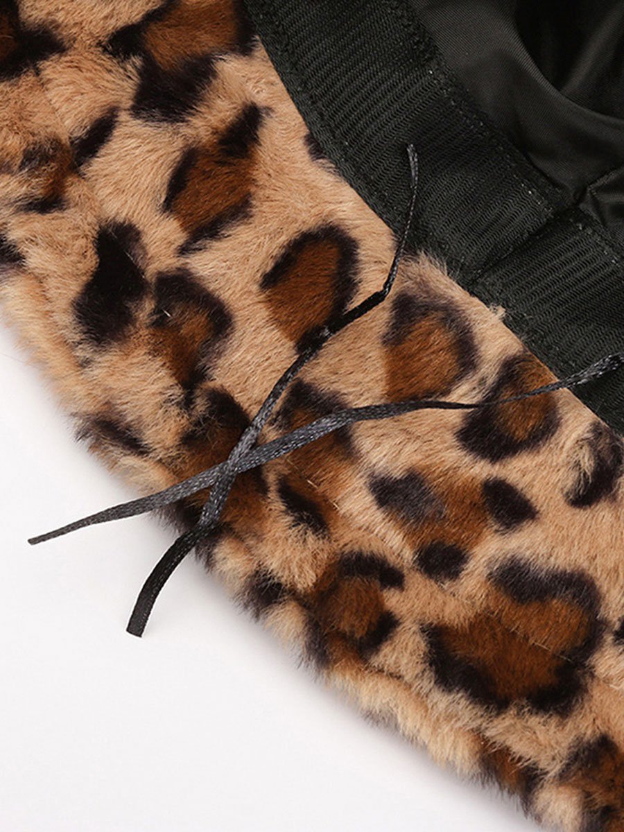 Casual Fashion Leopard Fur Warm Bucket Hat