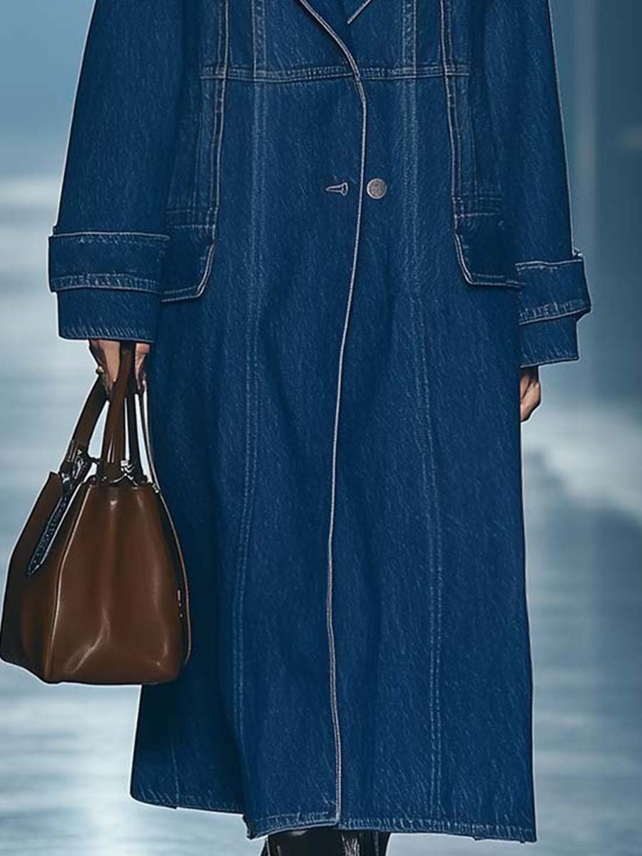 Retro Fashion Loose Fit Denim Trench Coat