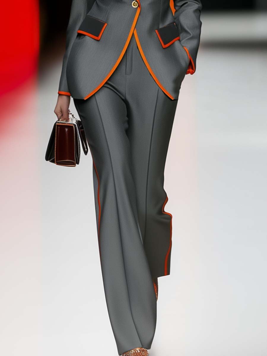 Exquisite Commuter Orange Contrast Gray Suit