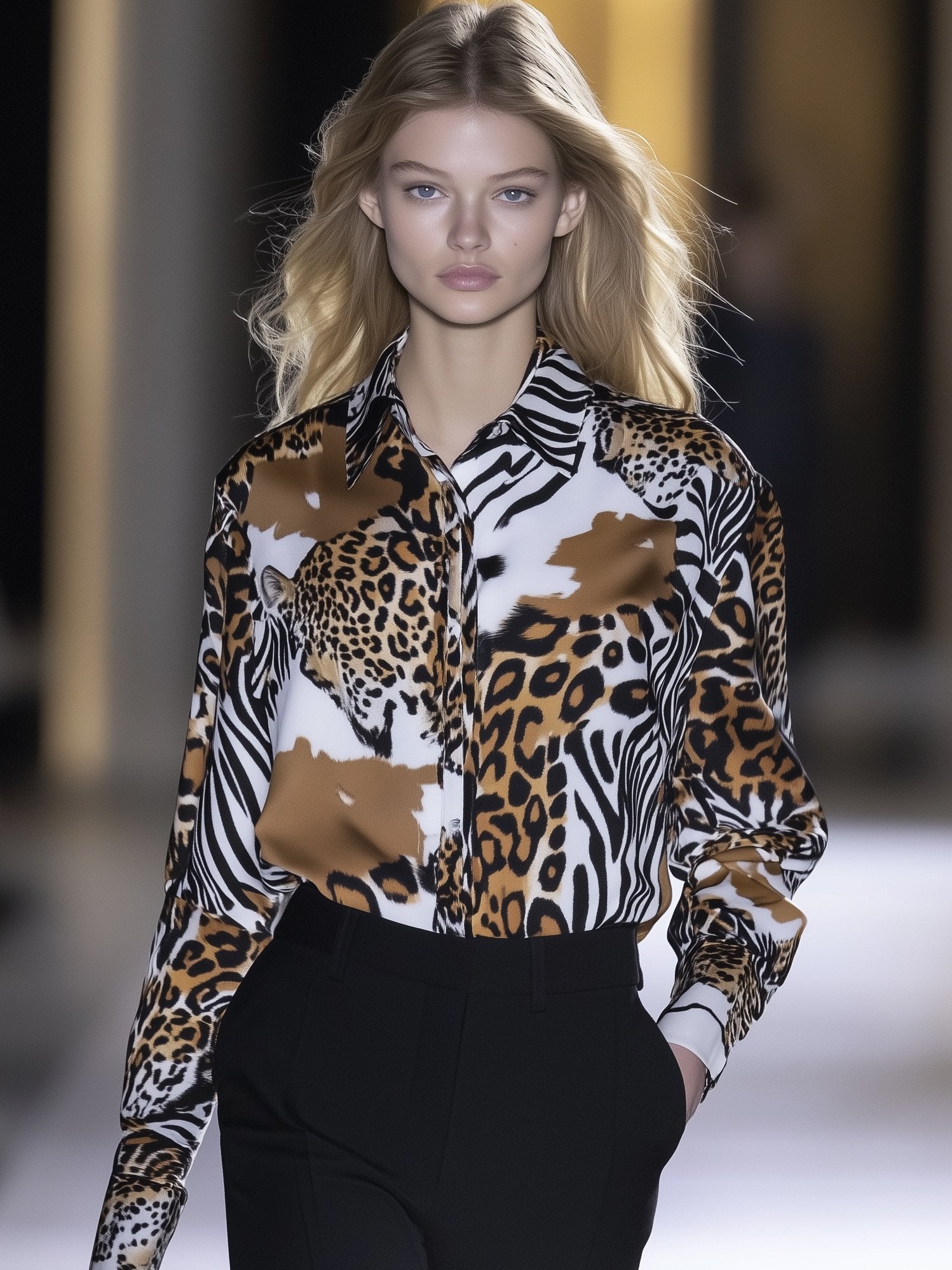 Classic Animal Print Long Sleeve Shirt