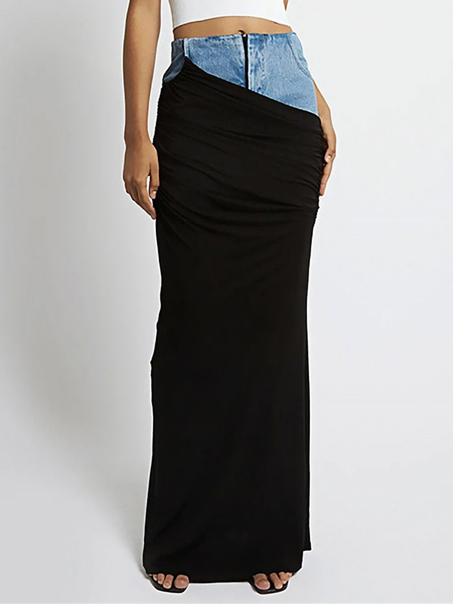 Modern Deconstructed Pleated High Waist Skirt