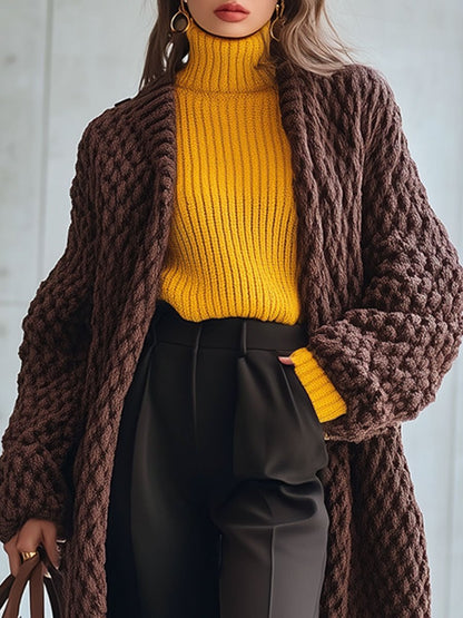 Casual Loose Retro Brown Knitted Cardigan