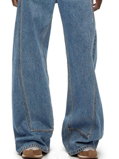 Casual Loose Retro Double Waist Wide Leg Jeans