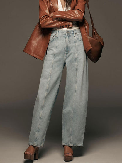 Casual Vintage Pocket Wide Leg Jeans