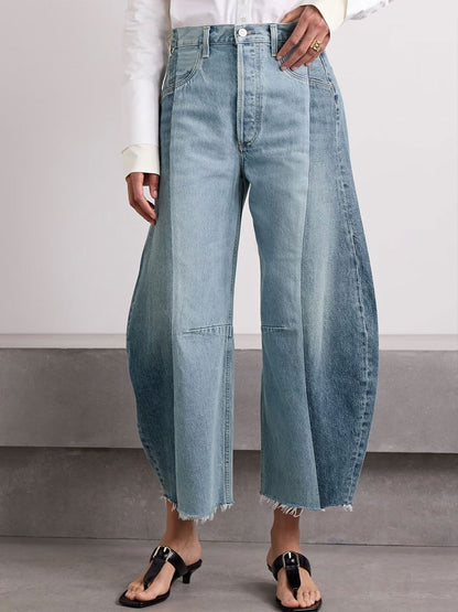 Casual Loose Retro Colorblock Carrot Jeans