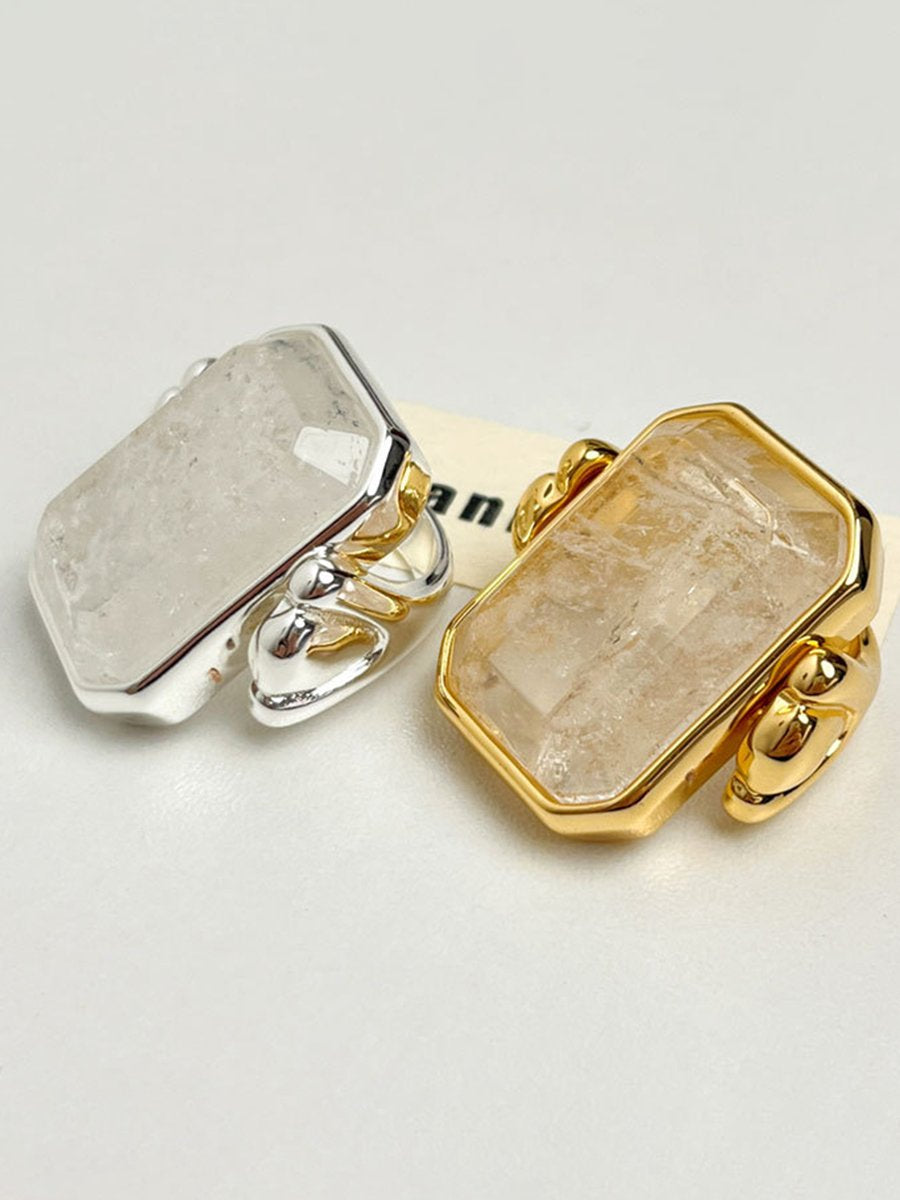 Retro Fashion Large Square Crystal Sugar Cube Ring