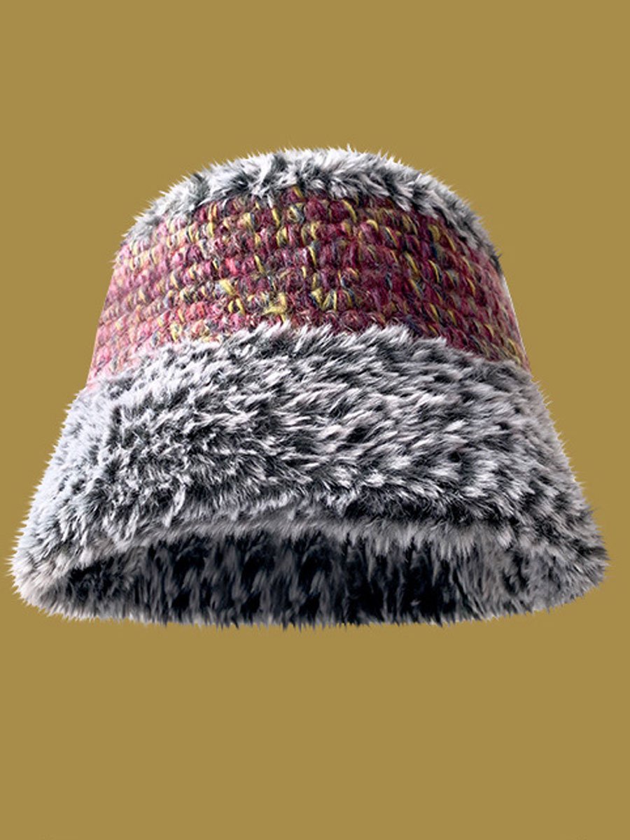 Dopamine Retro Wool Warm Bucket Hat