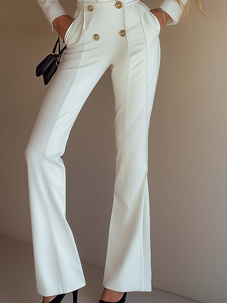 High-End Fashionable And Elegant White Leather Jumpsuit