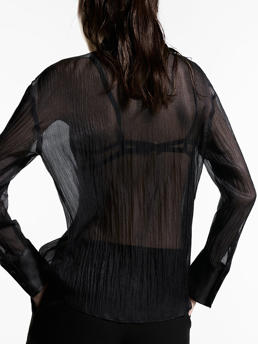 High-End Elegant And Fashionable Black See-Through Shirt