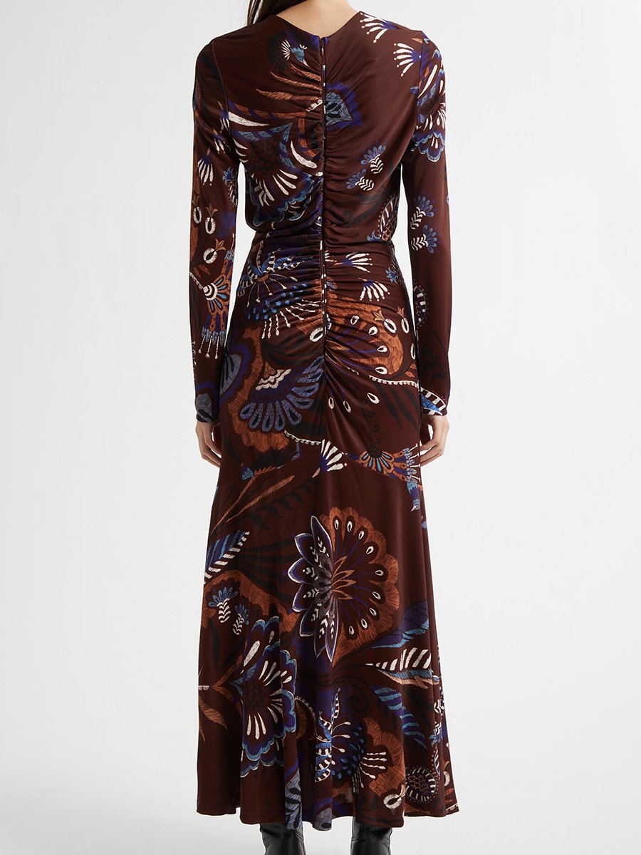 Retro Elegant Fashion Paisley Print Maxi Dress