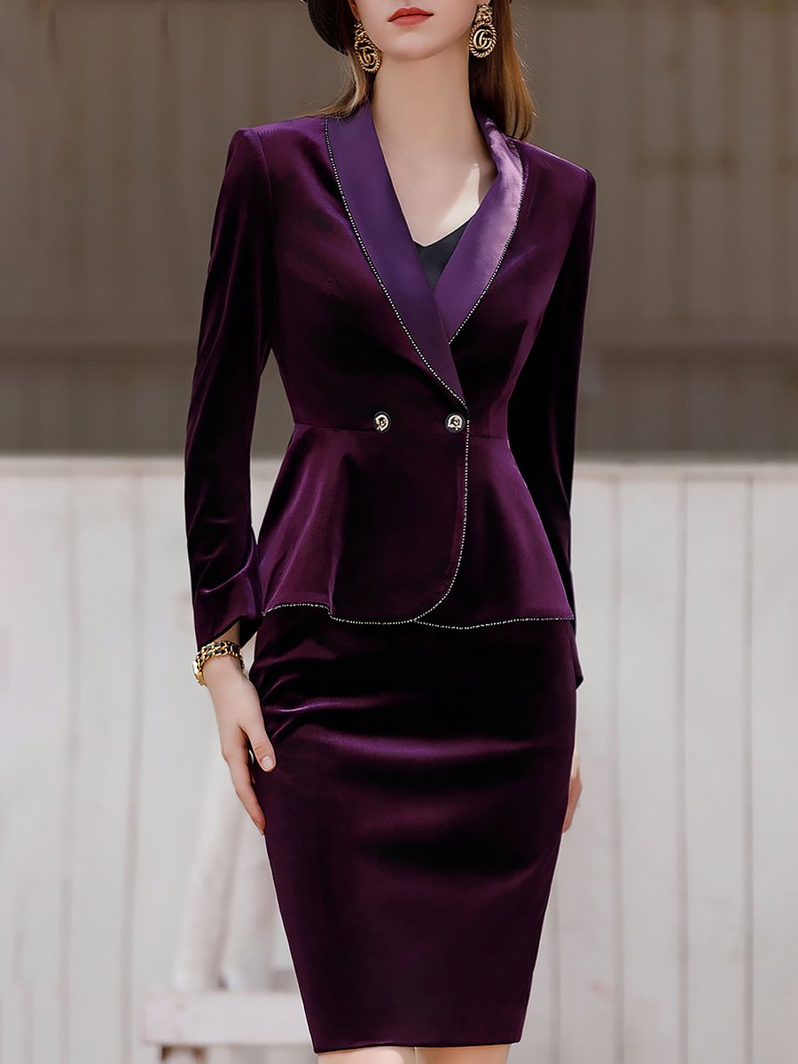 High-End Elegant Fashion Satin Lapel Velvet Suit