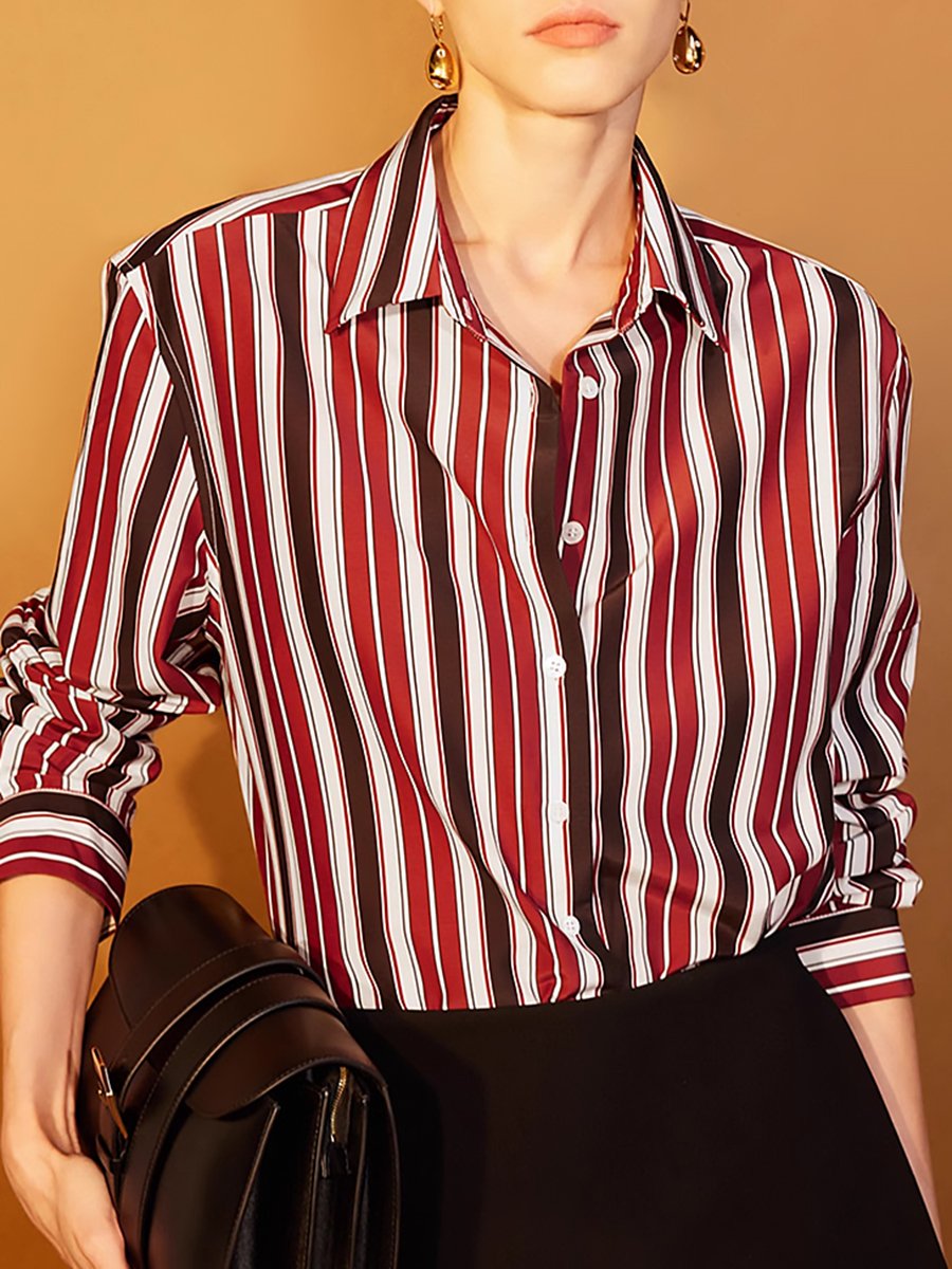 Vintage Classic French Red Striped Shirt