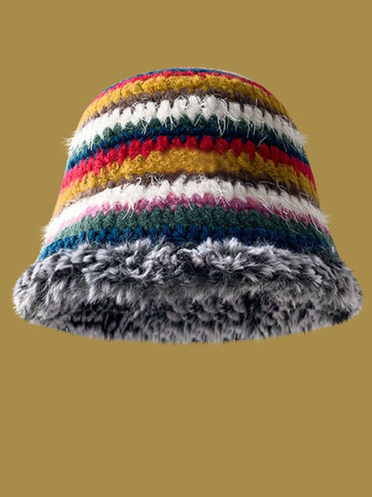 Dopamine Retro Wool Warm Bucket Hat