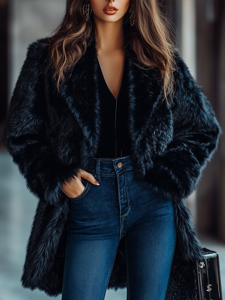 Casual Loose Retro Fashion Faux Fur Coat