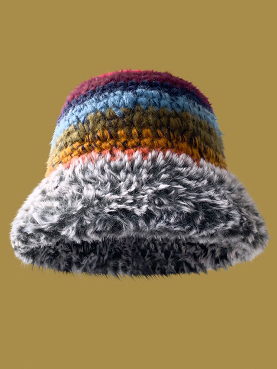 Dopamine Retro Wool Warm Bucket Hat