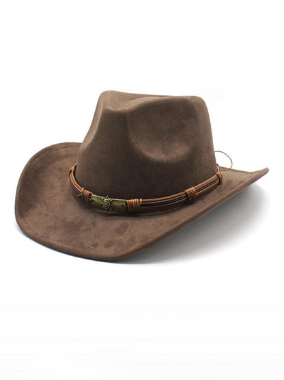 Suede Curled Brim Western Cowboy Hat