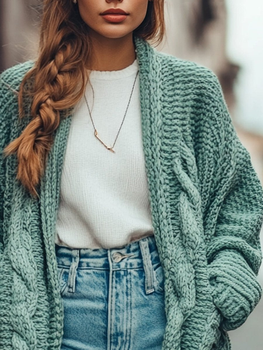 Casual Loose Pocket Long Knit Cardigan