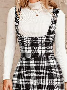 Classic Elegant Plaid Sleeveless Jumpsuit