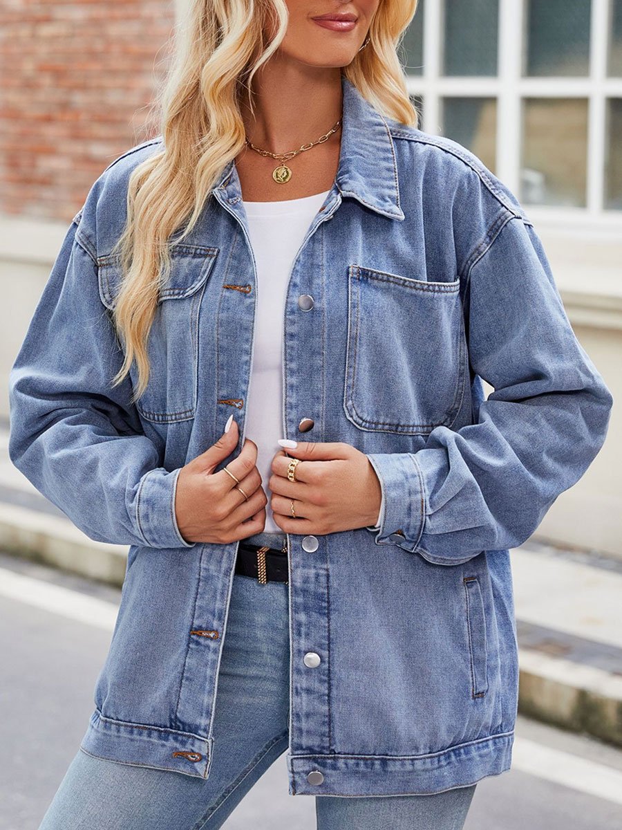 Casual Loose Retro Multi-Pocket Denim Jacket