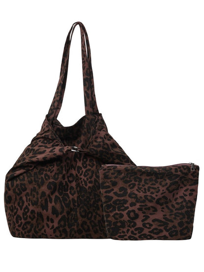 Leopard Print Canvas Commuter Fashion Shoulder Bag