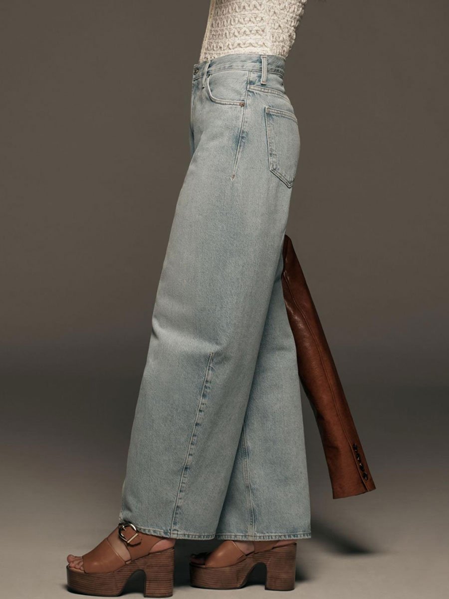 Casual Vintage Pocket Wide Leg Jeans