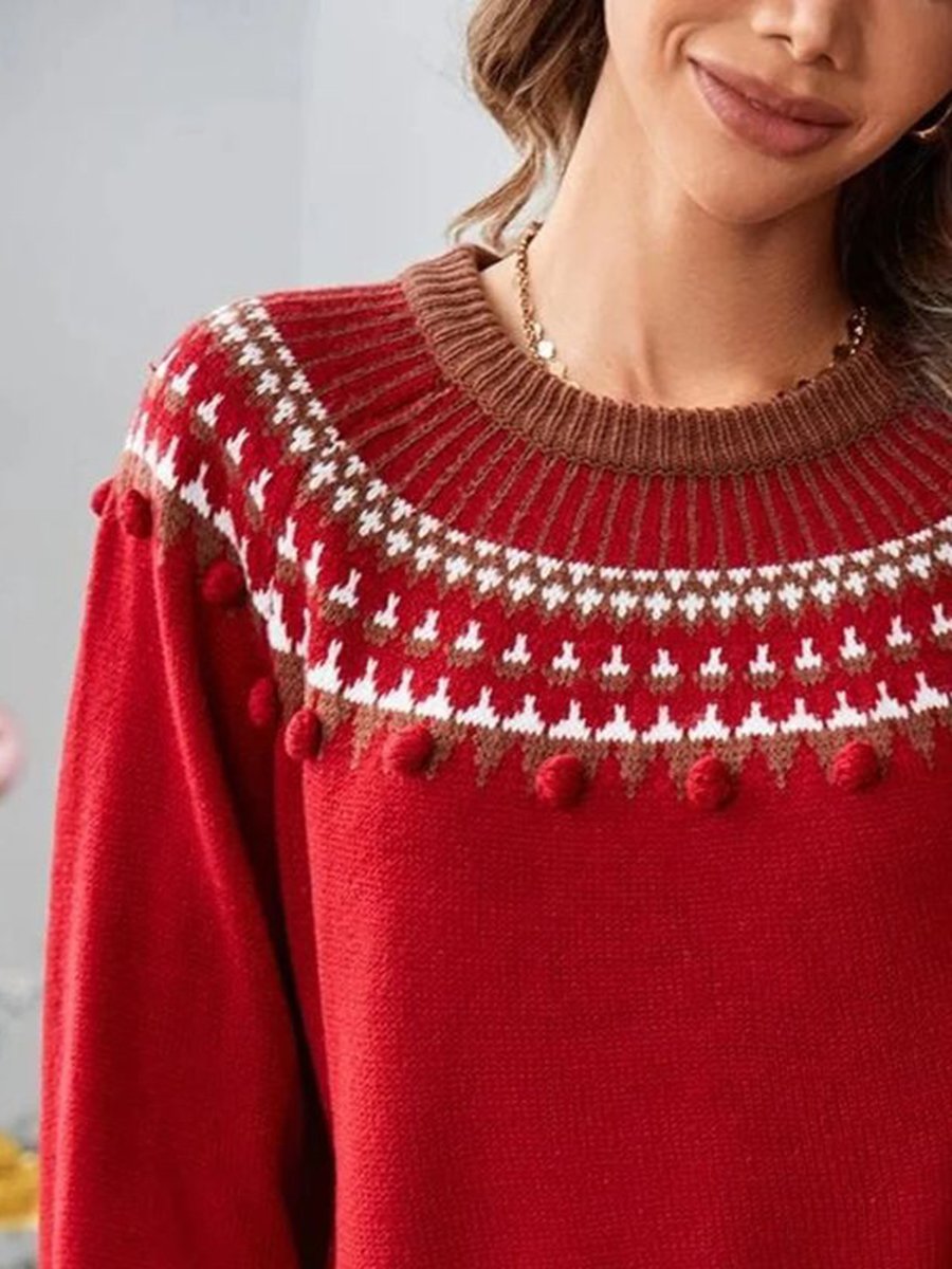 Casual And Fashionable Christmas Loose Round Neck Pullover Sweater