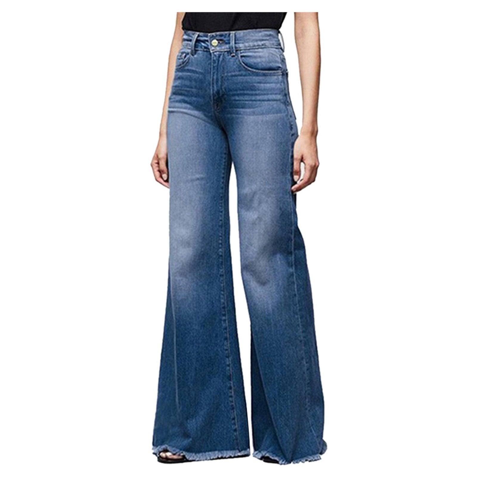 Casual Loose Retro High Waist Flared Wide Leg Jeans