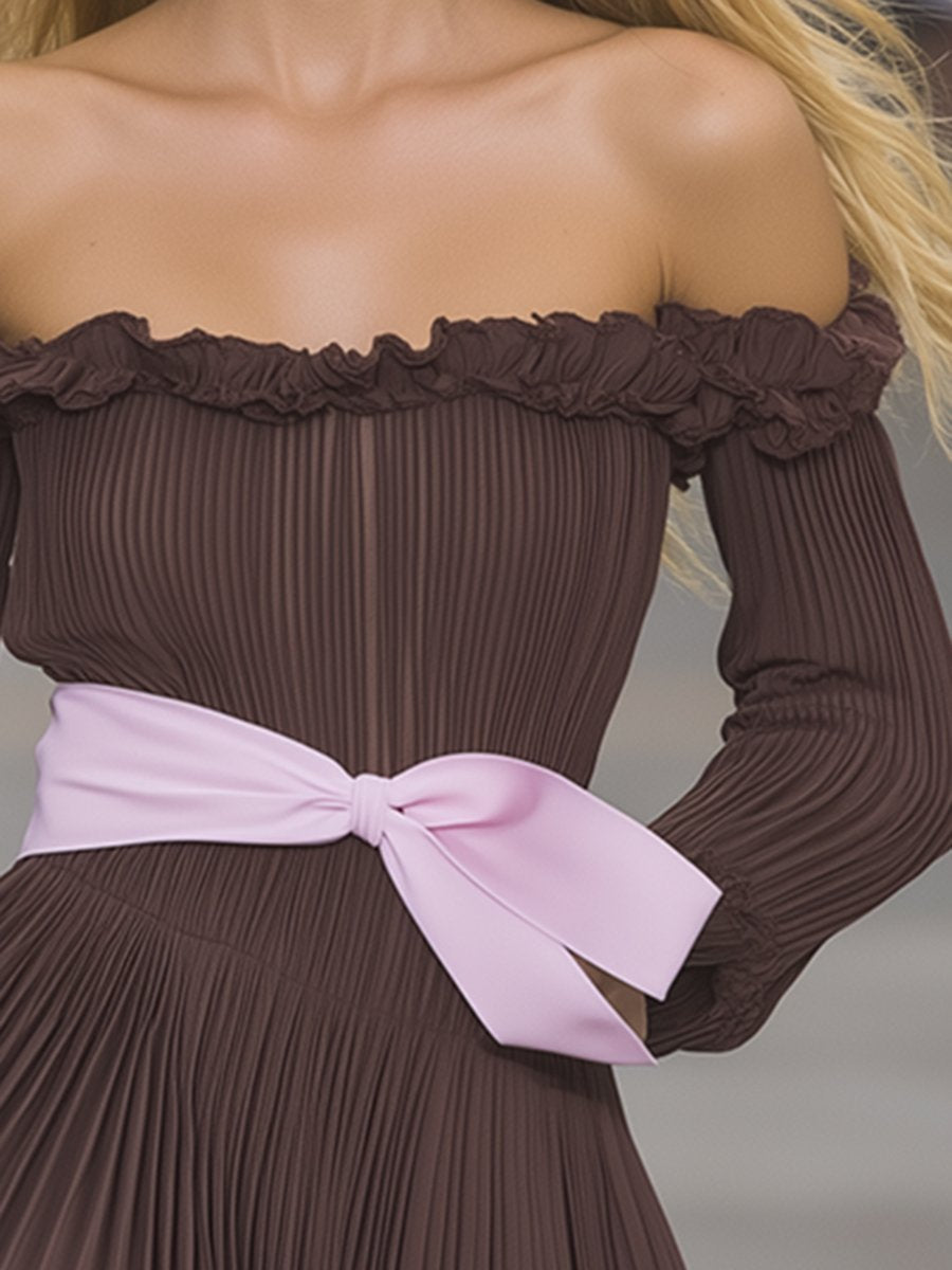 Fashionable Elegant and Sweet One Shoulder Pleated Mini Dress