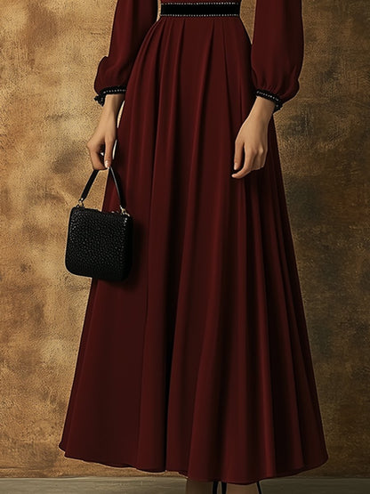 High-End Loose Fashionable And Elegant Ribbon Long Velvet Dress