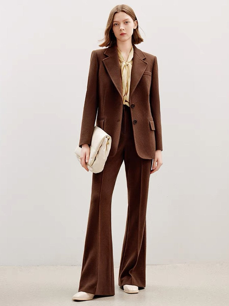 High-End Retro French Style Fashion Temperament Brown Woolen Suit