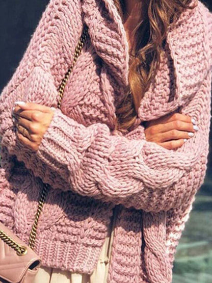 Retro Fashion Thick Knitted Loose Sweater Cardigan