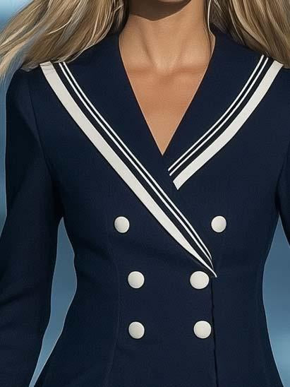 Smart Casual Sailor Navy Long Sleeve Mini Dress