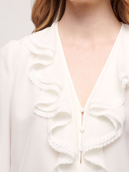 High-End And Fashionable French Ruffled Chiffon Shirt