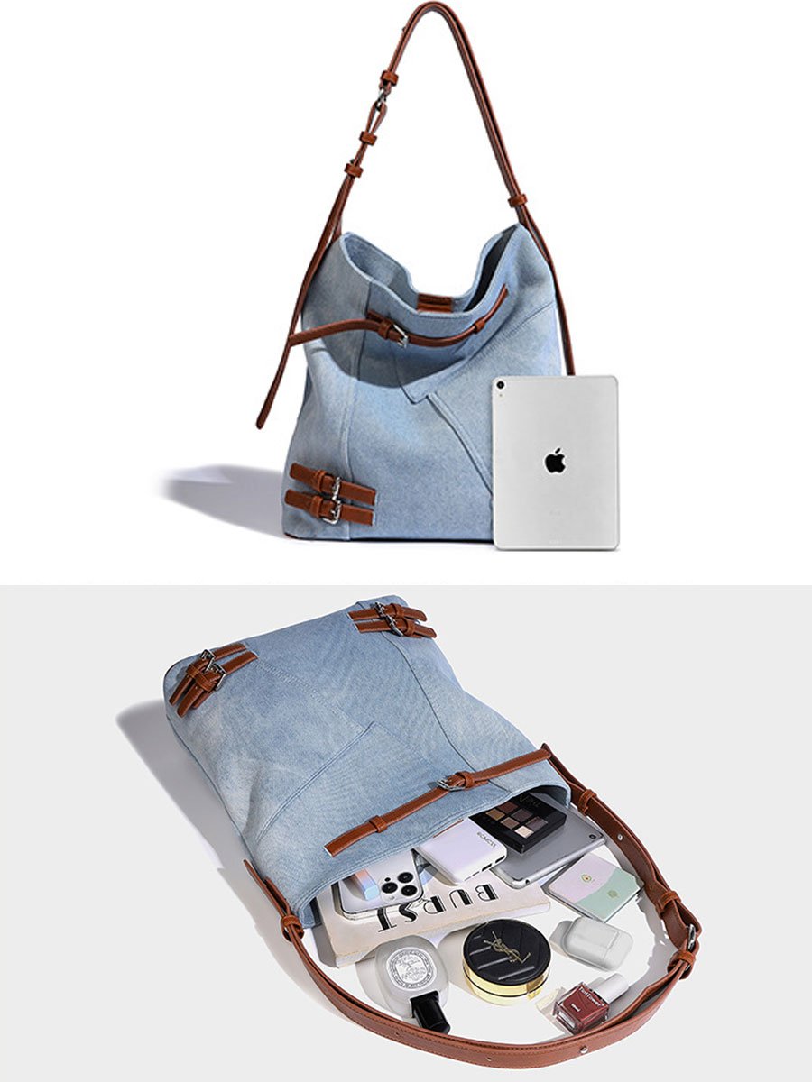 Versatile Fashion Casual Retro Denim Blue Tote Bag