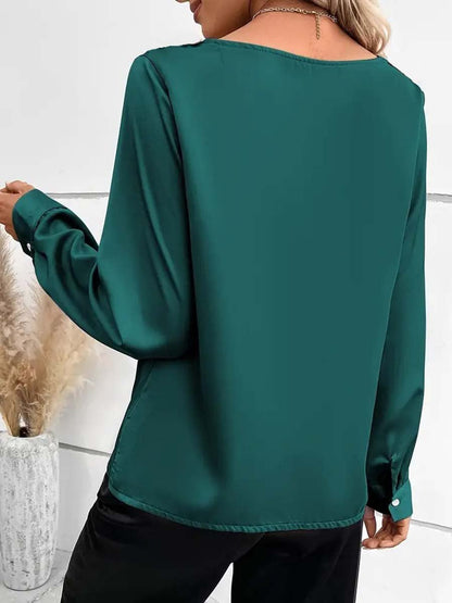 High-End And Fashionable Temperament Collar Satin Shirt