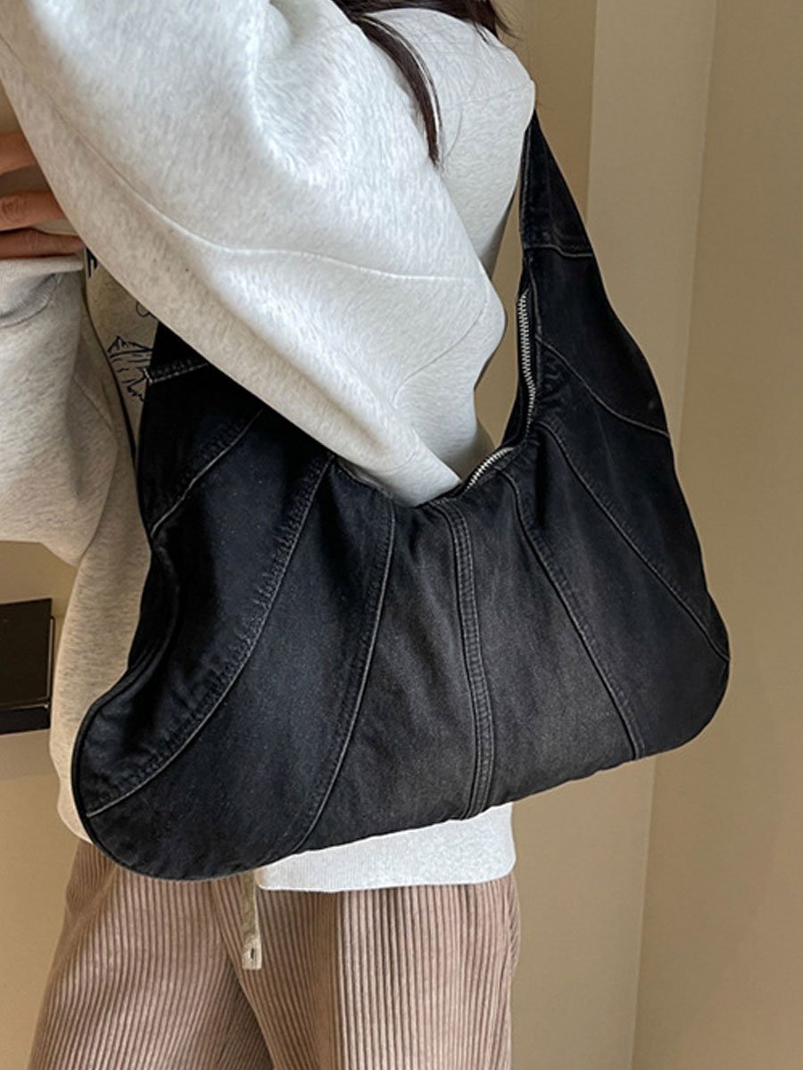 Casual Gradient Denim Stitching Fashionable Underarm Shoulder Bag