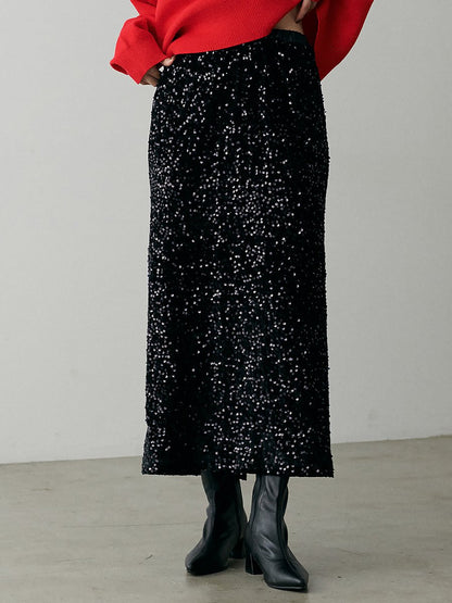 High-End Fashion Temperament Exquisite Sequin Straight Skirt