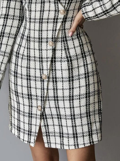 High-End And Fashionable Temperament Oblique Plaid Mini Dress