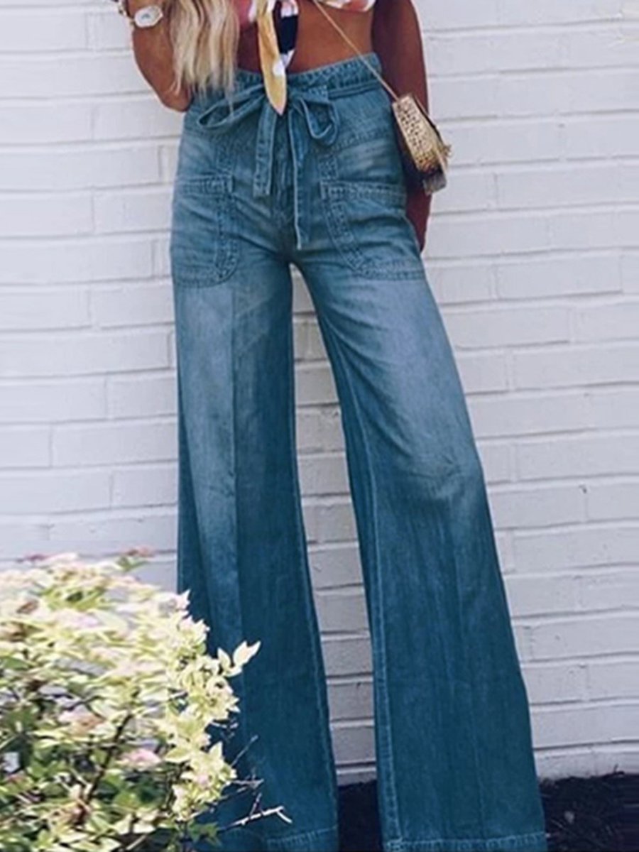 Fashion retro washed drape loose wide-leg jeans